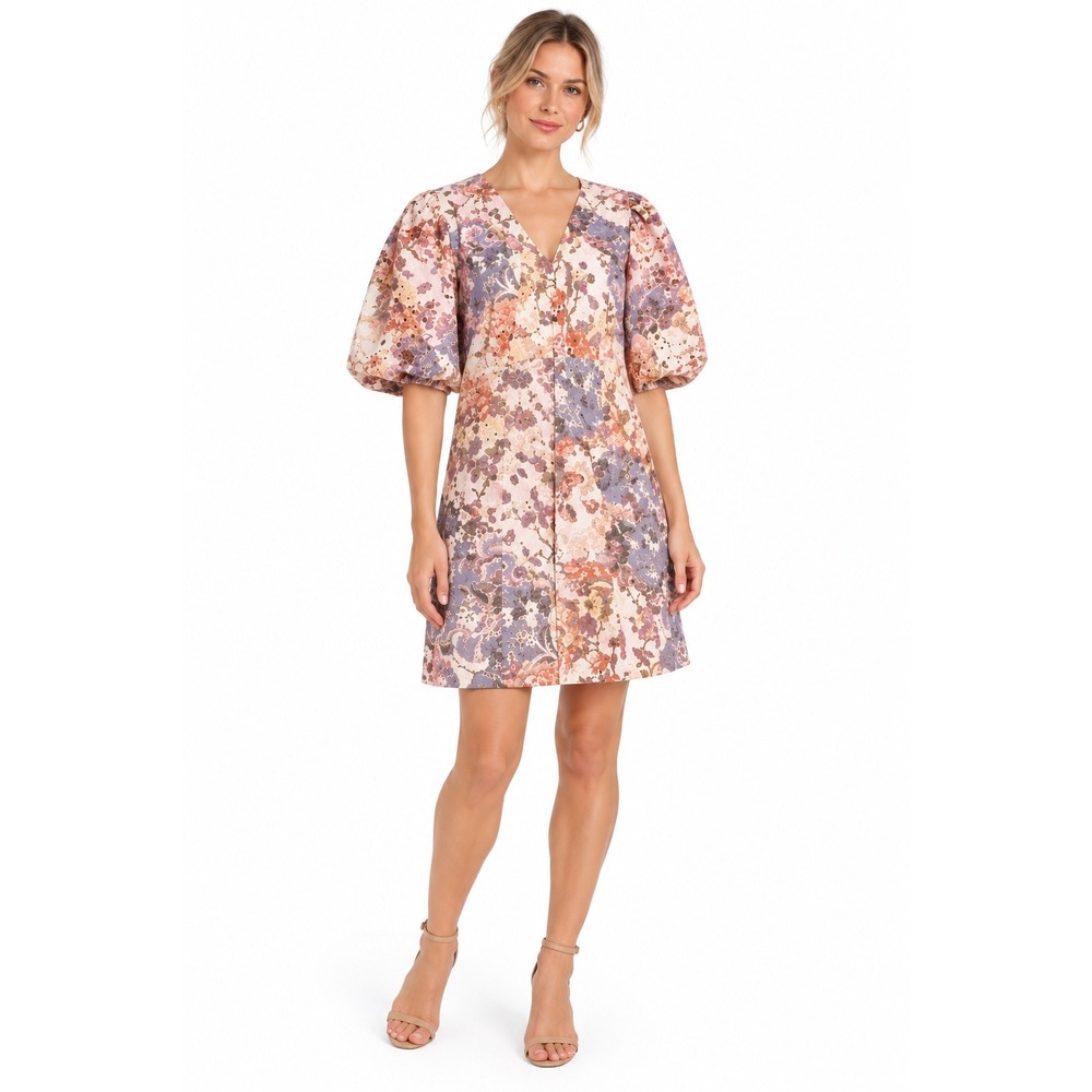 Anna Cate Marie August Bloom Floral Cotton Puff Sleeve Mini Dress Size M